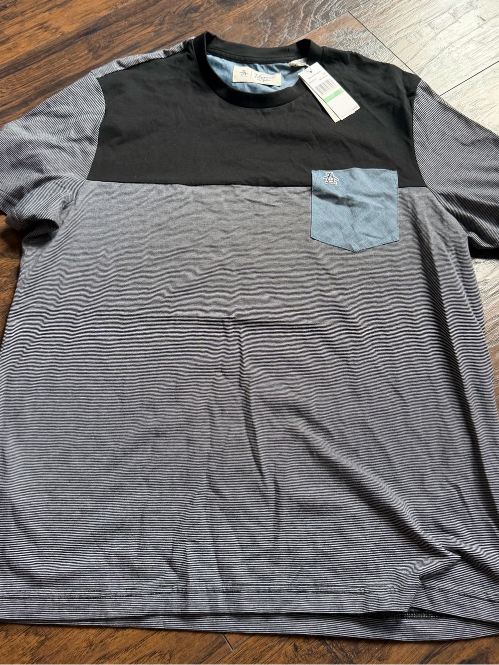Men's Colorblock Short-Sleeve Pocket Tee - Black & Heather Gray